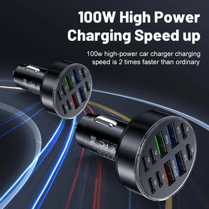 10 Ports Car Charger USB C Car Phone Charger PD Power Adapter in Car Fast Charging For iPhone Samsung Xiaomi Huawei QC 3.0