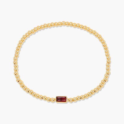 Minimalist style twelve month birthstone women's bracelet, stainless steel, electroplated 18K gold color protection