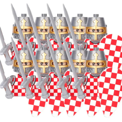 Military Building Blocks Medieval Solider Figures Gifts Toys Weapons Shield Holy Roman Saint Lazarus Jerusalem Knight Legion MOC