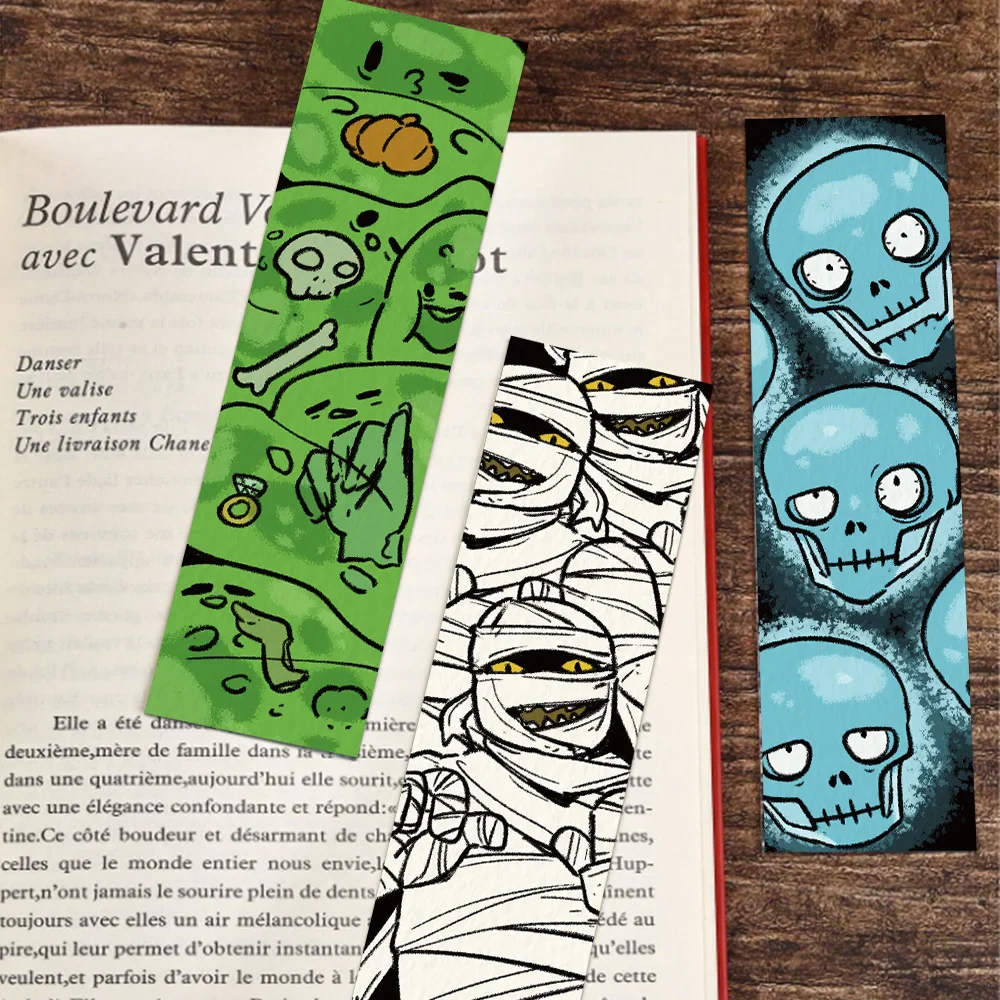 30pcs Halloween bookmarks Reading pages Book marks paper cards pumpkin ghosts funny personality creative gifts for students
