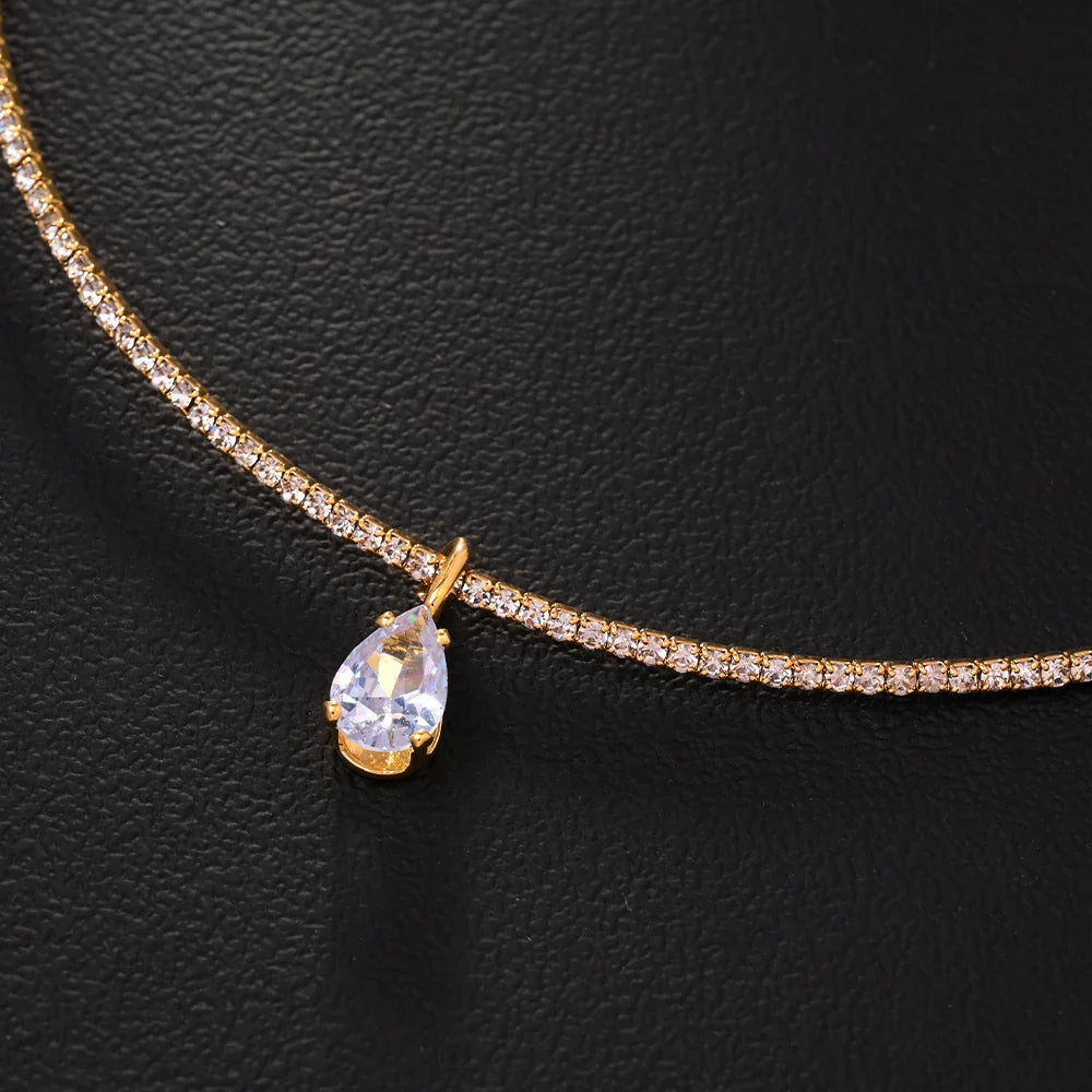 Stonefans Water Drop Pendant Choker Necklace Wedding Luxury Rhinestone Accessories Fashion 2025 Charms Jewelry High Quality Gift