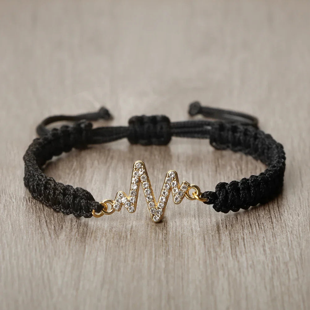 Romantic Cardiac signal Metal Thread Bracelet Red Black Couple Bangles Chain Pulsera Jewelry Gift for Friend