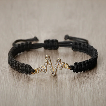 Romantic Cardiac signal Metal Thread Bracelet Red Black Couple Bangles Chain Pulsera Jewelry Gift for Friend