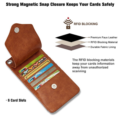 S-ZONE Women Crossbody Cell Phone Purse Wallet Faux Leather Lanyard Case with RFID Blocking