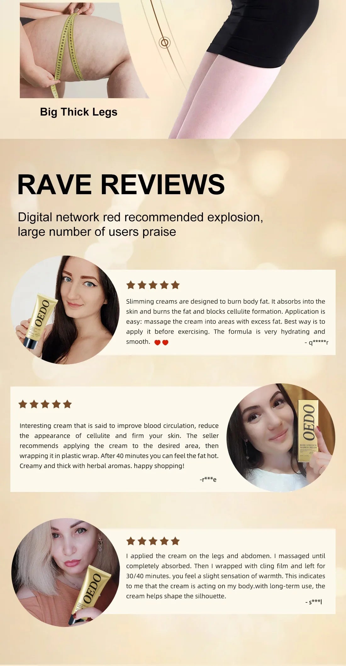 OEDO Ginseng Slimming Cream Reduce Cellulite Lose Weight Burning Fat Health Care Cream Body Skin Whitening Cream