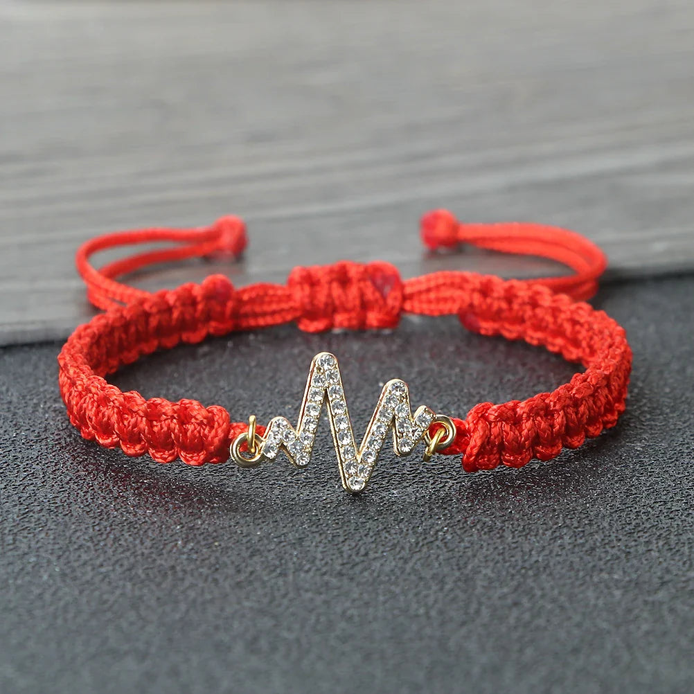 Romantic Cardiac signal Metal Thread Bracelet Red Black Couple Bangles Chain Pulsera Jewelry Gift for Friend