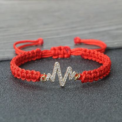 Romantic Cardiac signal Metal Thread Bracelet Red Black Couple Bangles Chain Pulsera Jewelry Gift for Friend