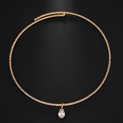 Stonefans Water Drop Pendant Choker Necklace Wedding Luxury Rhinestone Accessories Fashion 2025 Charms Jewelry High Quality Gift