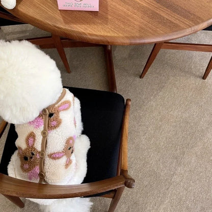 Cute Pink Flowers Teddy Vest New Pet Warm Vest Winter Cat Dog Clothes Cold Pomeranian Cartoon Puppy Clothes Dog Products