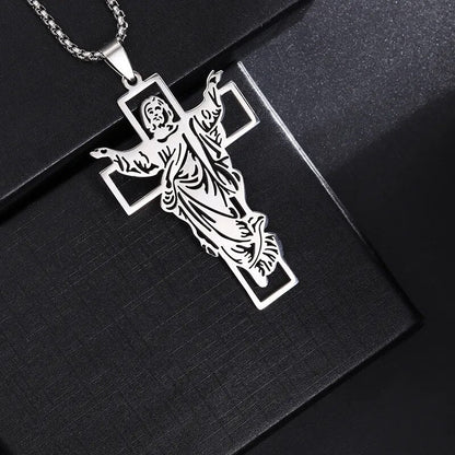 New Metal Black Cross Pendant Necklace Men and Women Fashion Gothic Punk Trend Hip Hop Accessories Jewelry Gift Wholesale