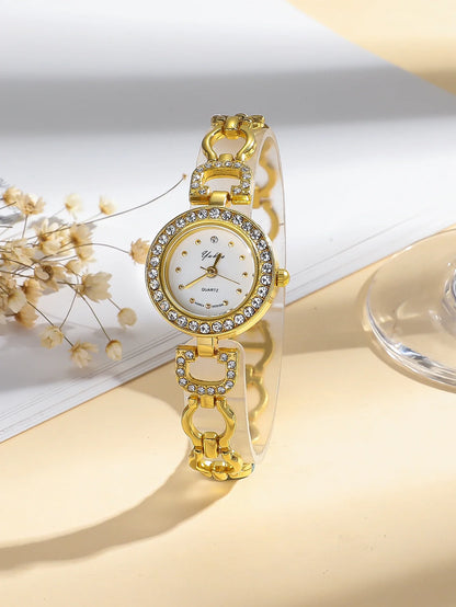 Exquisite Diamond Point Scale Dial Simple Steel Belt Quartz Watch