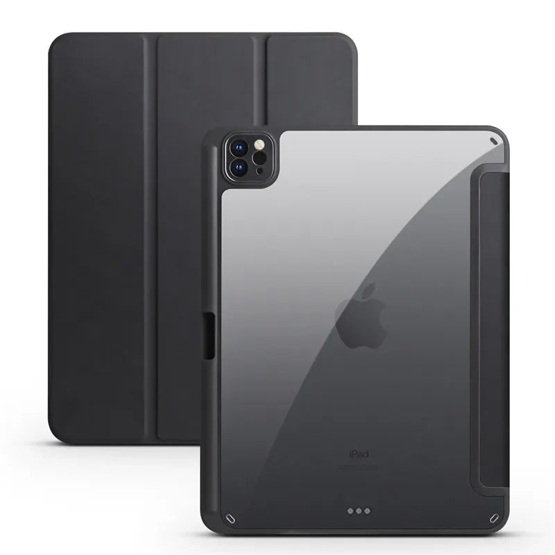 For iPad Pro 12.9 Case 2022 Tablet Case with Pencil Holder Clear Hard Cover Funda for iPad Pro 12 9inch 2022 2021 2020 2018 Case