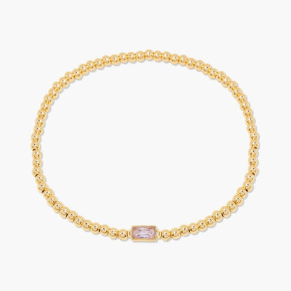 Minimalist style twelve month birthstone women's bracelet, stainless steel, electroplated 18K gold color protection