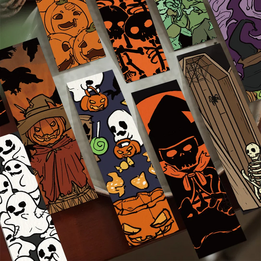 30pcs Halloween bookmarks Reading pages Book marks paper cards pumpkin ghosts funny personality creative gifts for students