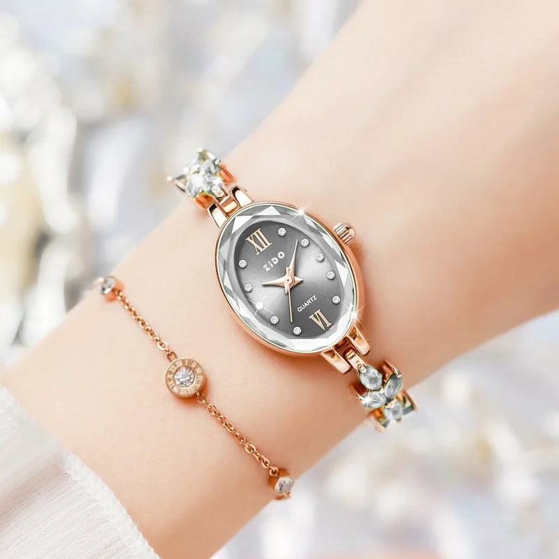 UTHAI V22 Women's Watches Light Luxury Diamond Inlaid For Clover Watch Waterproof Oval Ladies Fashion Quartz Bracelet Wristwatch