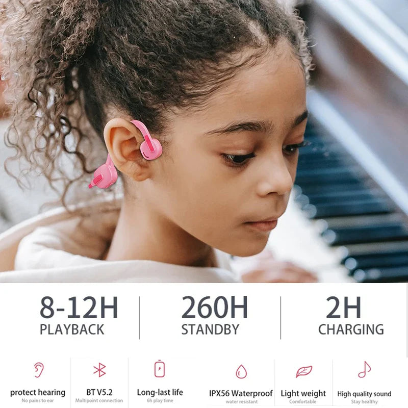 Wireless Speaker Kids Earphones Headset Air Bone Conduction Headphones with Mp3 Gift for Kids Children Girl Boy Student