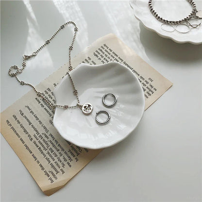 Shell Shaped White Ceramic Plate Jewelry Storage Trays Trays Storage Dishes Ring Earings Plate Home Decorative Tray Design