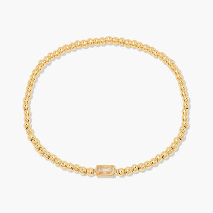 Minimalist style twelve month birthstone women's bracelet, stainless steel, electroplated 18K gold color protection