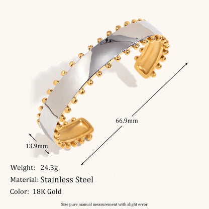 La. Muses Bead Edge Smooth Mix Color Stainless Steel Women's Bracelet Trend Waterproof Jewelry Gift Accessory