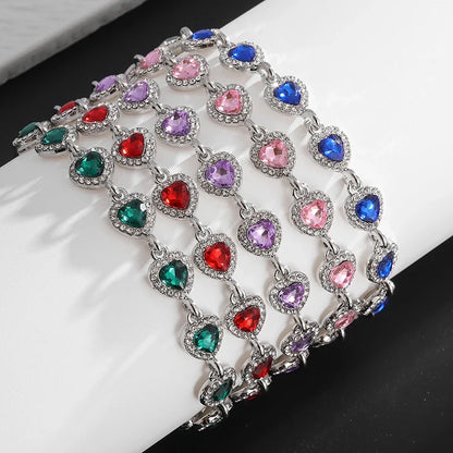 Exquisite Shiny Heart Shaped Zircon Bracelet Women Fashion Elegant Wedding Party Jewelry Girls Gift