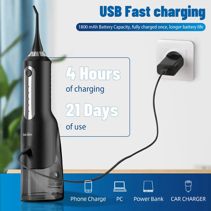 Sejoy Water Flosser Teeth Cleaner Rechargeable Waterproof Portable Cordless Dental Oral Irrigator, Water flossers for Teeth