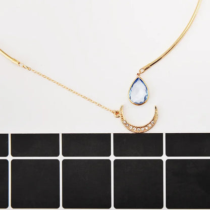 Fashion Simple Star Moon Charm Necklace Delicate Clavicle Chain Zircon Necklace for Women Wedding Party Birthday Jewelry Gift