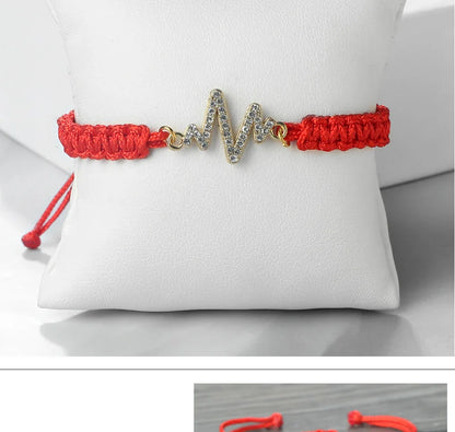 Romantic Cardiac signal Metal Thread Bracelet Red Black Couple Bangles Chain Pulsera Jewelry Gift for Friend