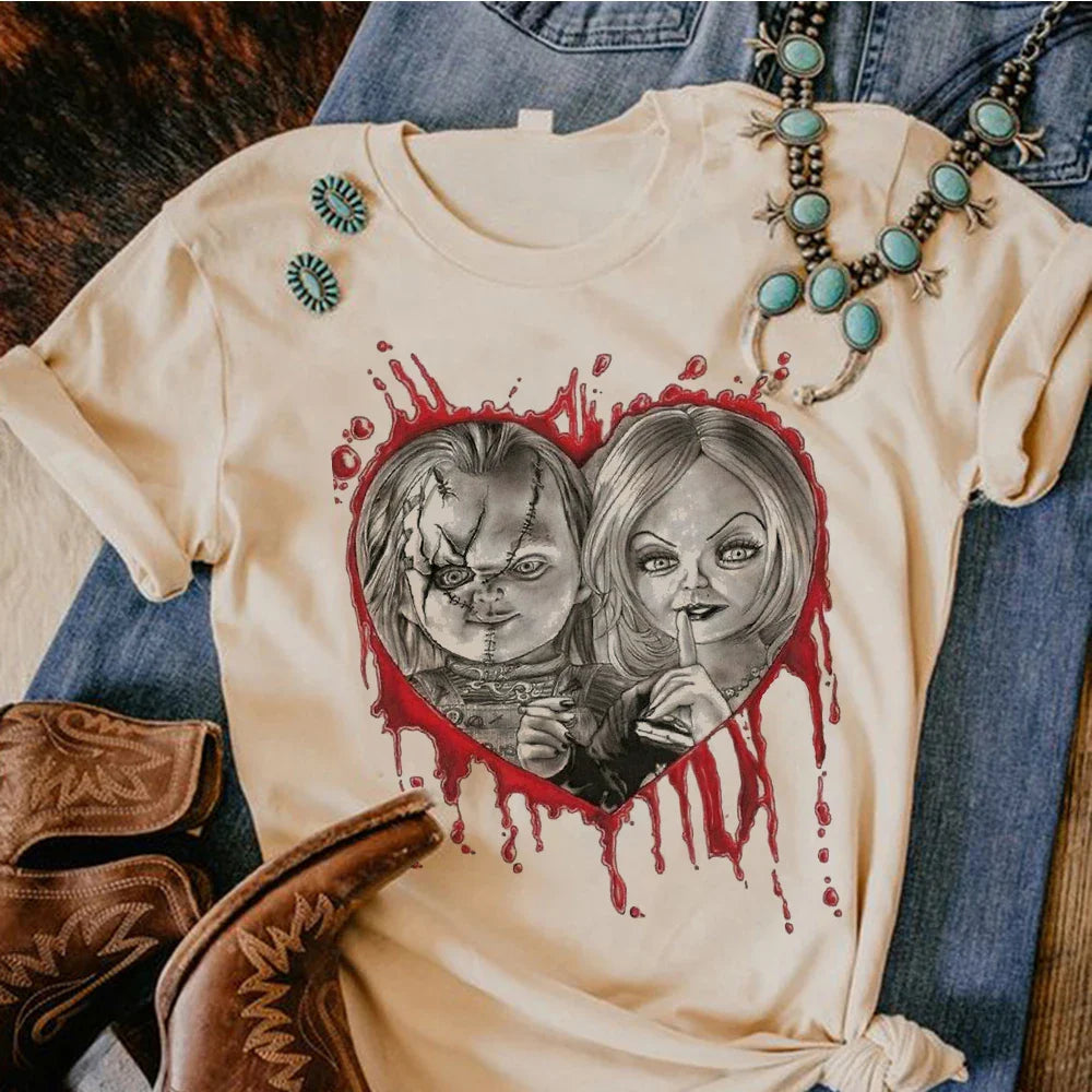 Satan Halloween Horror Ghost t shirt women stretchy t-shirts female Japanese clothes