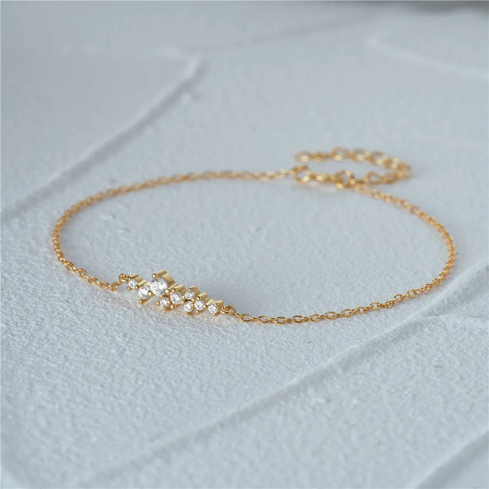 BOAKO 925 Sterling Silver Allergy Prevention Women's Bracelet Geometric Single Row Zircon Bangle Bracelets Pulseras Para Parejas