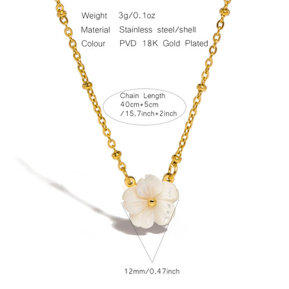 UHBINYCA Elegant Flower Shell Necklace for Women, Stainless Steel Chain Colorfast Jewelry
