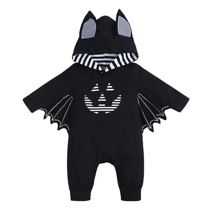 2023 Baby Halloween Cosplay Costume Solid Print Hat+Romper Bag Bone Pumpkin Bodysuit Gift Boy Girl Disguise Vampire Clothes