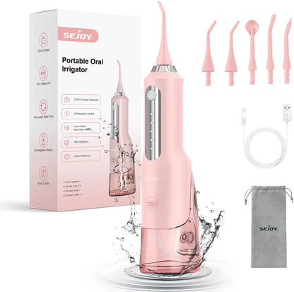 Sejoy Water Flosser Teeth Cleaner Rechargeable Waterproof Portable Cordless Dental Oral Irrigator, Water flossers for Teeth