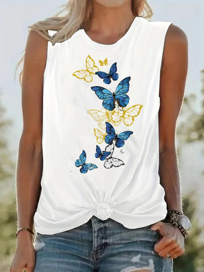 Women's Summer Butterfly  Print Loose Large Breathable and Comfortable Sleeveless Tank Top T-shirt High Street Unisex style