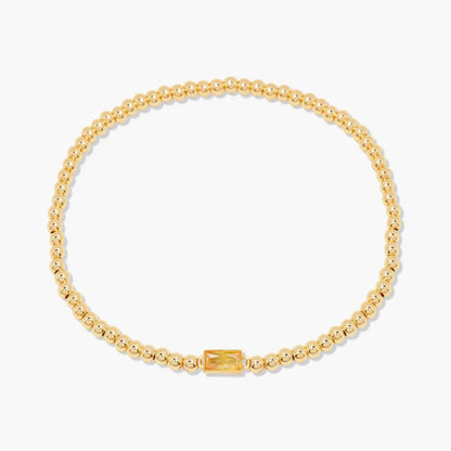 Minimalist style twelve month birthstone women's bracelet, stainless steel, electroplated 18K gold color protection