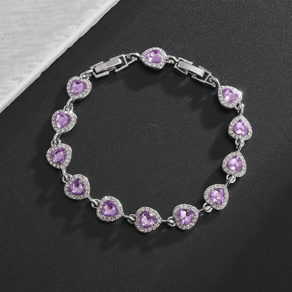 Exquisite Shiny Heart Shaped Zircon Bracelet Women Fashion Elegant Wedding Party Jewelry Girls Gift