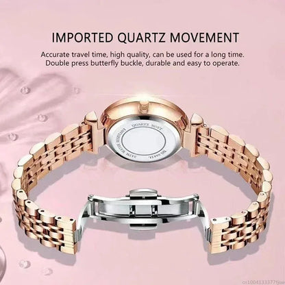 Luxury Woman Wristwatch Elegant Waterproof Stainless Steel Watch for Ladies Dress Diamond Quartz Women's Watches Reloj 2025 New