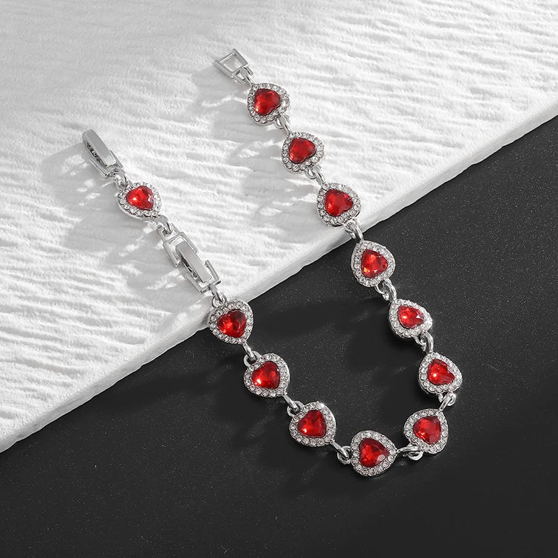 Exquisite Shiny Heart Shaped Zircon Bracelet Women Fashion Elegant Wedding Party Jewelry Girls Gift