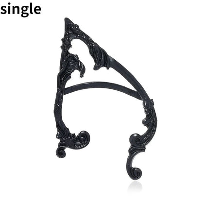 Punk Fairy Ear Cuff Earring Dark Elf Ear Clip No Piercing Earrings For Women Silver Color Goth Halloween Earcuff Jewelry