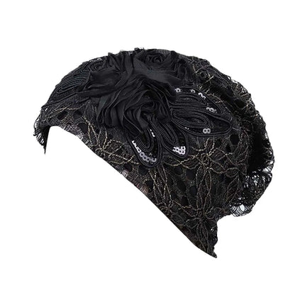 Spring Autumn Hat For Women Beanies Fashion Lace Flower Cap Elasticity Knit Beanie Hats Turban Female Casual Caps Gorros