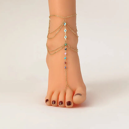 New 1 Set Multi-Layer Pearl Anklet Fashion Gold Color Ankle Bracelets For Women Beach Barefoot Foot Chain Sandal Anklet Jewelry