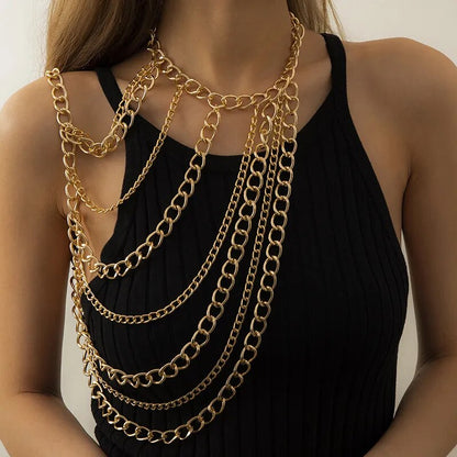 New Fashion Trend Halter Chain Clavicle Necklace Sexy Geometry U-shaped Tassel One-shoulder Body Chain for Party Woman Jewelry