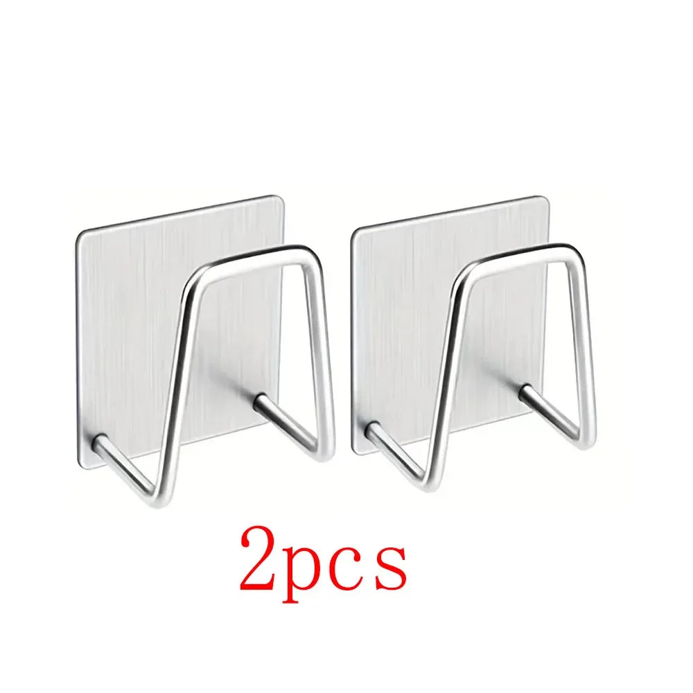 Kitchen Sink Sponge Rack Self Adhesive Stainless Steel Organizer Hooks