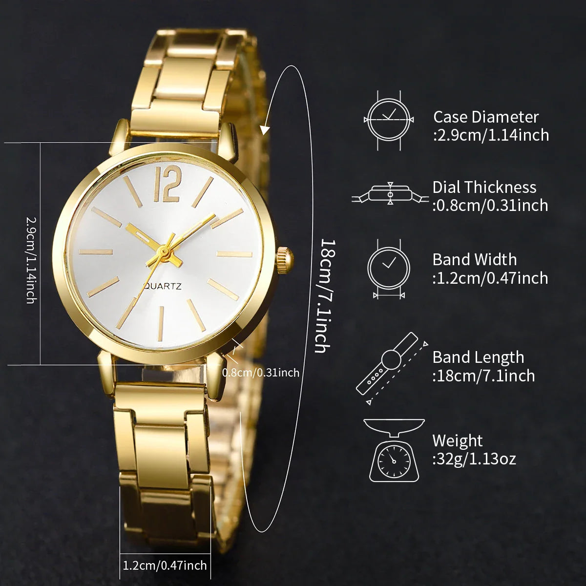 1/3PCS Fashion Women's Watches Stainless Steel Band Analog Quartz Watch Reloj Mujer（Without Box）