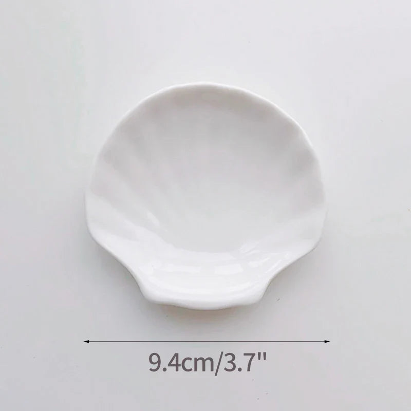 Shell Shaped White Ceramic Plate Jewelry Storage Trays Trays Storage Dishes Ring Earings Plate Home Decorative Tray Design