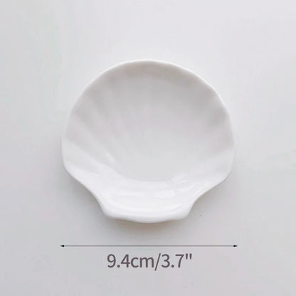 Shell Shaped White Ceramic Plate Jewelry Storage Trays Trays Storage Dishes Ring Earings Plate Home Decorative Tray Design