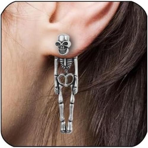 Playful. Edgy. Unforgettable. These Skeleton Stud Dangle Earrings are the perfect fusion of gothic flair and everyday wearability. With detailed skeleton bodies that swing from studded heads, they’re a bold accessory for Halloween, concerts, or just showing off your unique style.