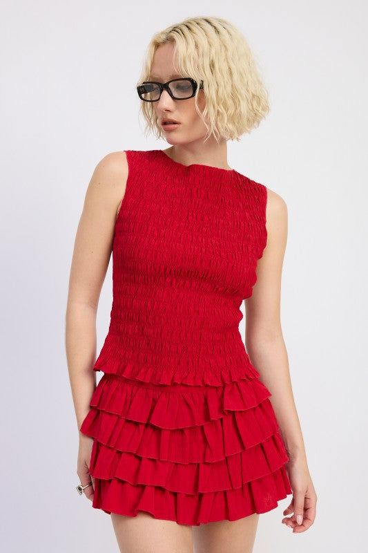 Smocked, stretchy bodice that hugs and flatters your shape.