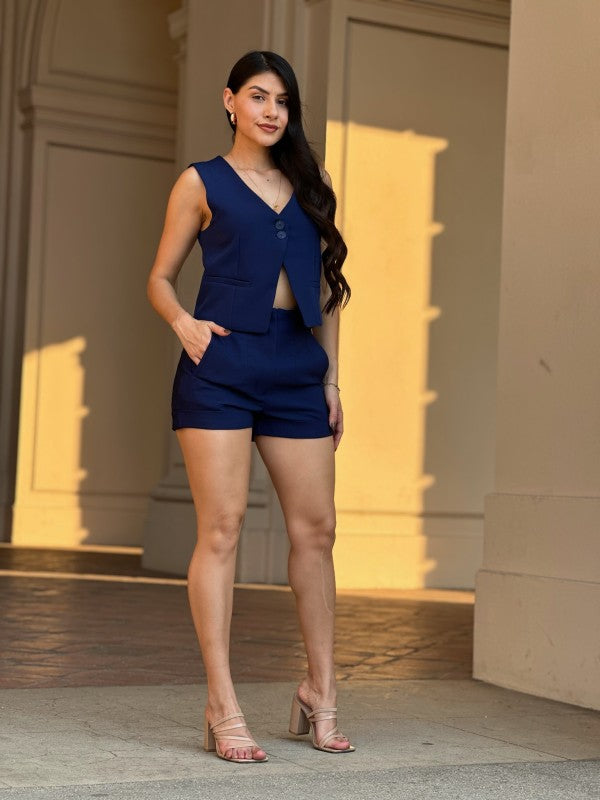 Solid Two-Button Vest