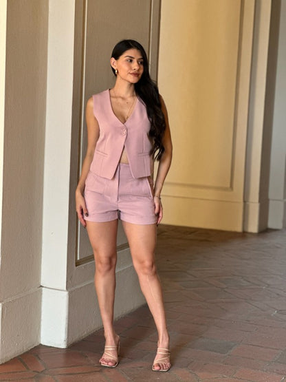 Solid Two-Button Vest