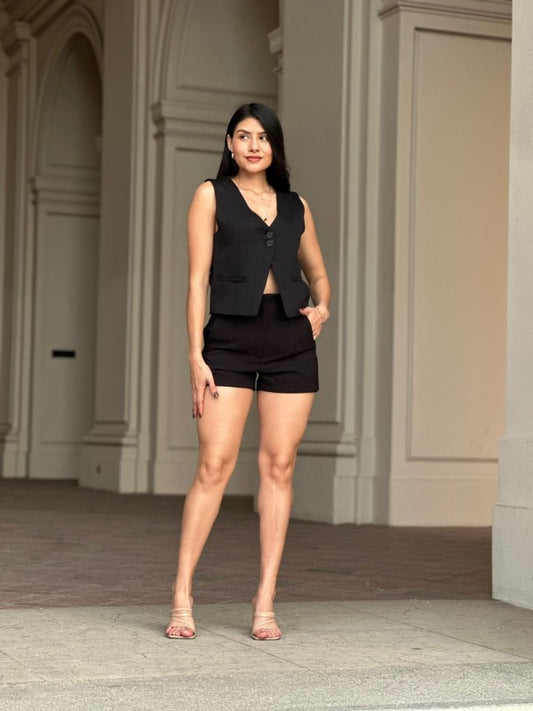 Solid Two-Button Vest